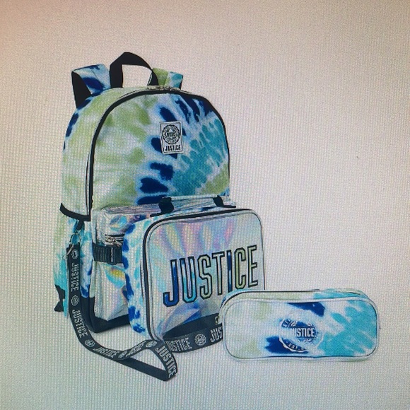 Justice Girls 17" Laptop Backpack, Lunch Tote and Pencil Case, 3-Piece Set Metal - Picture 1 of 6